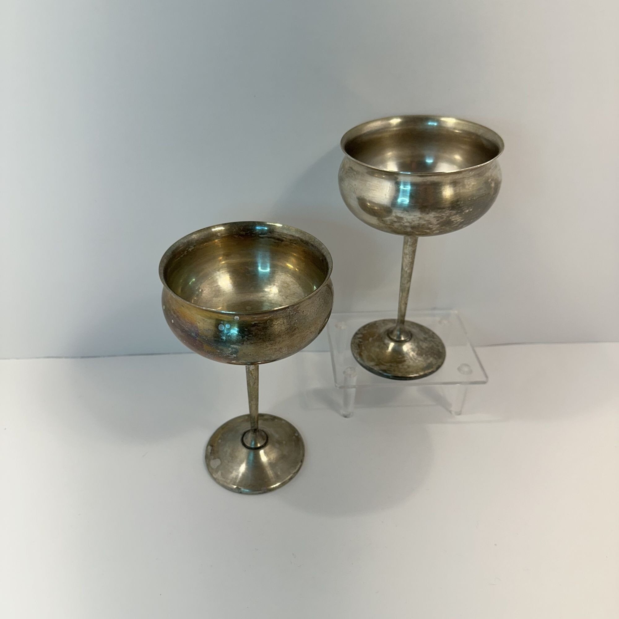 Vintage Silver Plated Goblets Set of Chalice Historical Wedding