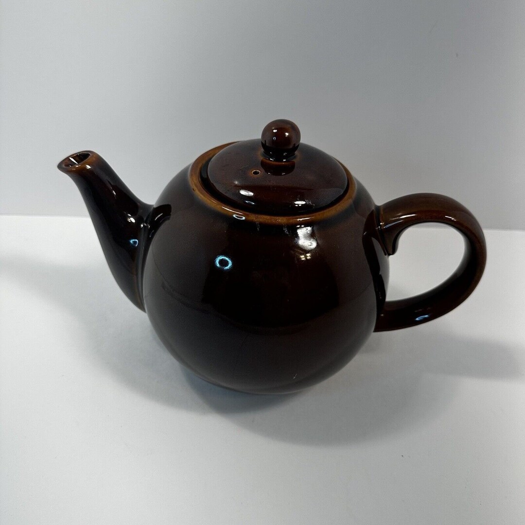 Vintage London Pottery Globe Teapot Brown Glaze 7 Cups 56 OZ Etsy
