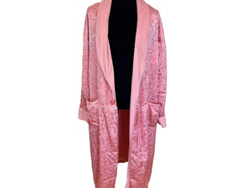 Peignoir VTG Victoria&#39;s Secret pour femme rose avec poches en satin éponge longue