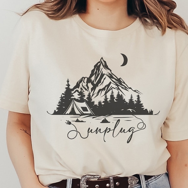 Unplug Camping SVG PNG PDF Clipart Sublimation, Cabin, Holiday, Camping svg, Hiking svg, Mountain Mama svg, Cricut Adventure, Outdoor svg
