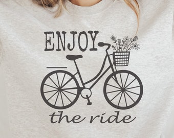 Enjoy the ride SVG PNG PDF, Bike with Flowers svg, Cricut Bike Design, Bicycle svg, Inspiration svg, Momlife svg, Positive Vibes svg