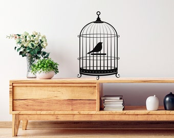 Vogelkooi muur sticker gesneden bestand, Bircage SVG, muur sticker SVG, elegante muur stickers, Home decoratie SVG, vinyl sticker sticker voor muur