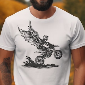 Motocross Motorrad Engelsflügel SVG PNG PDF, Biker, Sportsublimation, Rennmotorsport Vektor, Dirt Bike, Rennkraftstoff, Renntag