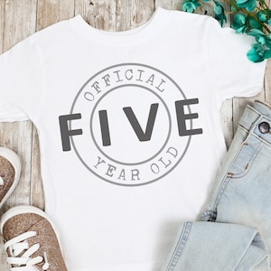 Officiel cinq ans SVG PNG PDF, anniversaire Svg, 5e anniversaire svg, cinquième anniversaire Svg, anniversaire fille, anniversaire garçon, je suis cinq, Cricut