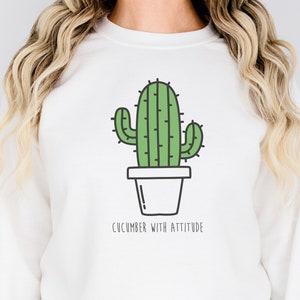 Komkommer met houding SVG PNG PDF Clipart, augurk SVG, cool als een komkommer SVG, grote dille SVG, grappige augurk PNG, grappige plant, schattige cactus