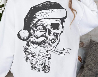 Sorta Merry Sorta Scary SVG PDF PNG, Christmas svg, Digital Download, Santa Svg, Sorta Merry png, Christmas Skeleton Png, Christmas