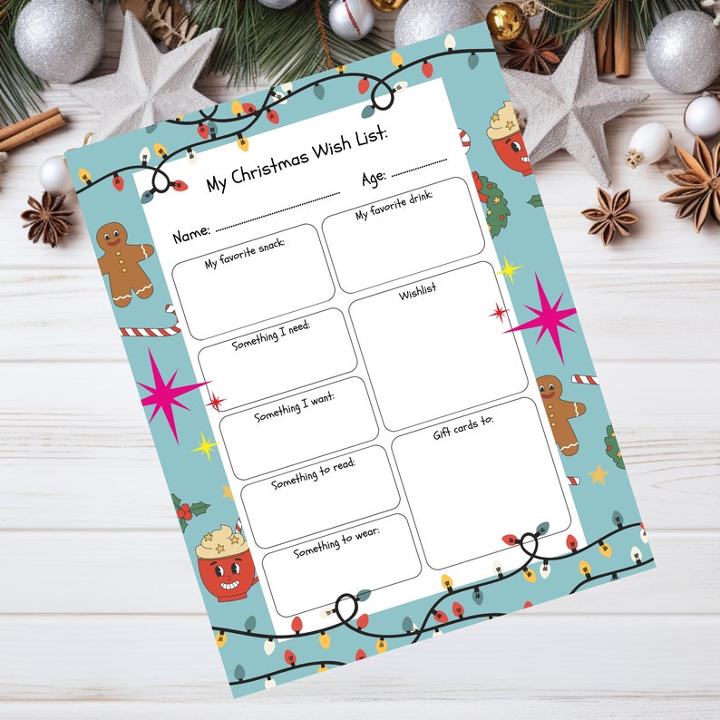 Letter to Santa Printable, Kids Letter to Santa, Christmas Wish List ...