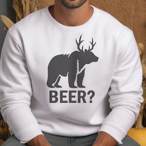 ¿Cerveza? SVG PNG PDF, Astas de ciervo de oso, camisa de caza divertida, cazador svg, forastero, al aire libre, camping, camisa de pesca, camisa de caza, alce svg