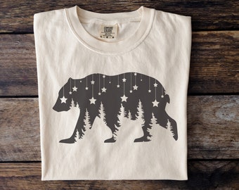 Bear silhouette SVG PNG PDF, Bear mountain svg, Outsider svg, Night sky svg, Bear clipart, Outdoorsy Svg, Mama Bear Svg, Cricut svg files