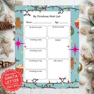 Brief an den Weihnachtsmann druckbar, Kinderbrief an den Weihnachtsmann, Weihnachtswunschliste, geheimer Weihnachtsmann, druckbar, Weihnachtsmann-Vorlage, einfach zu drucken