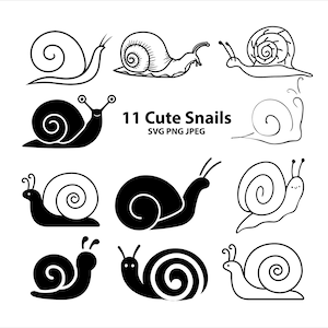 11 caracoles lindos SVG PNG JPEG, imágenes prediseñadas de caracol, amor de caracol, día lento, lo he caracolado, vector de caracol, caracoles svg