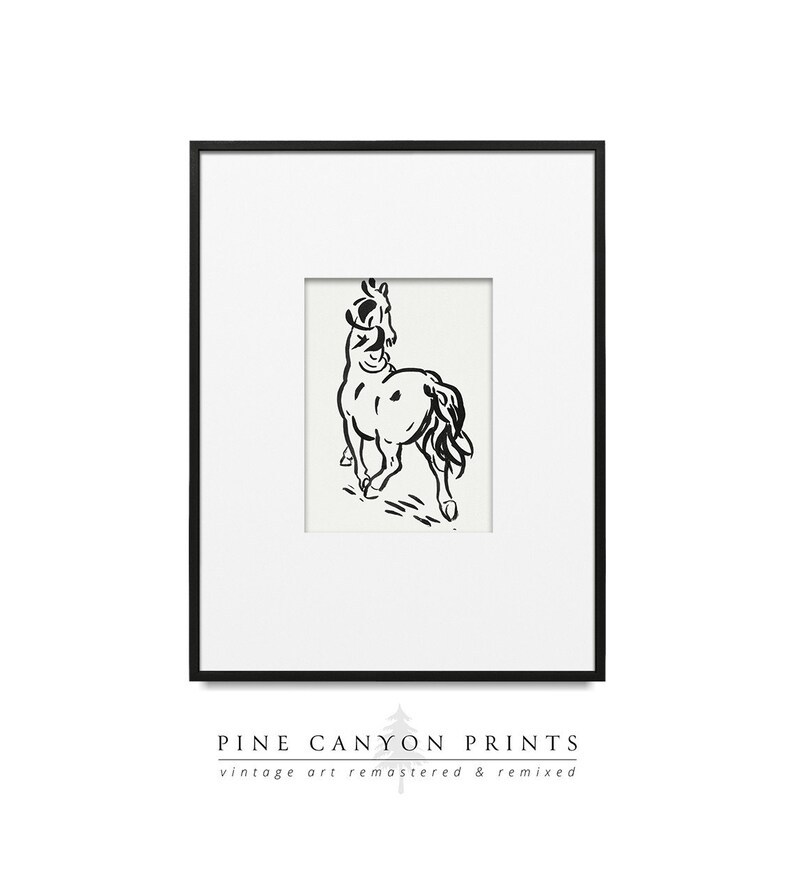 Digital Print of Vintage Farmhouse Wall Art Sketch of Horse Etsy