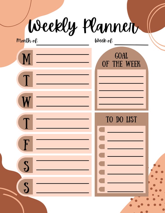 Weekly Planner - Etsy