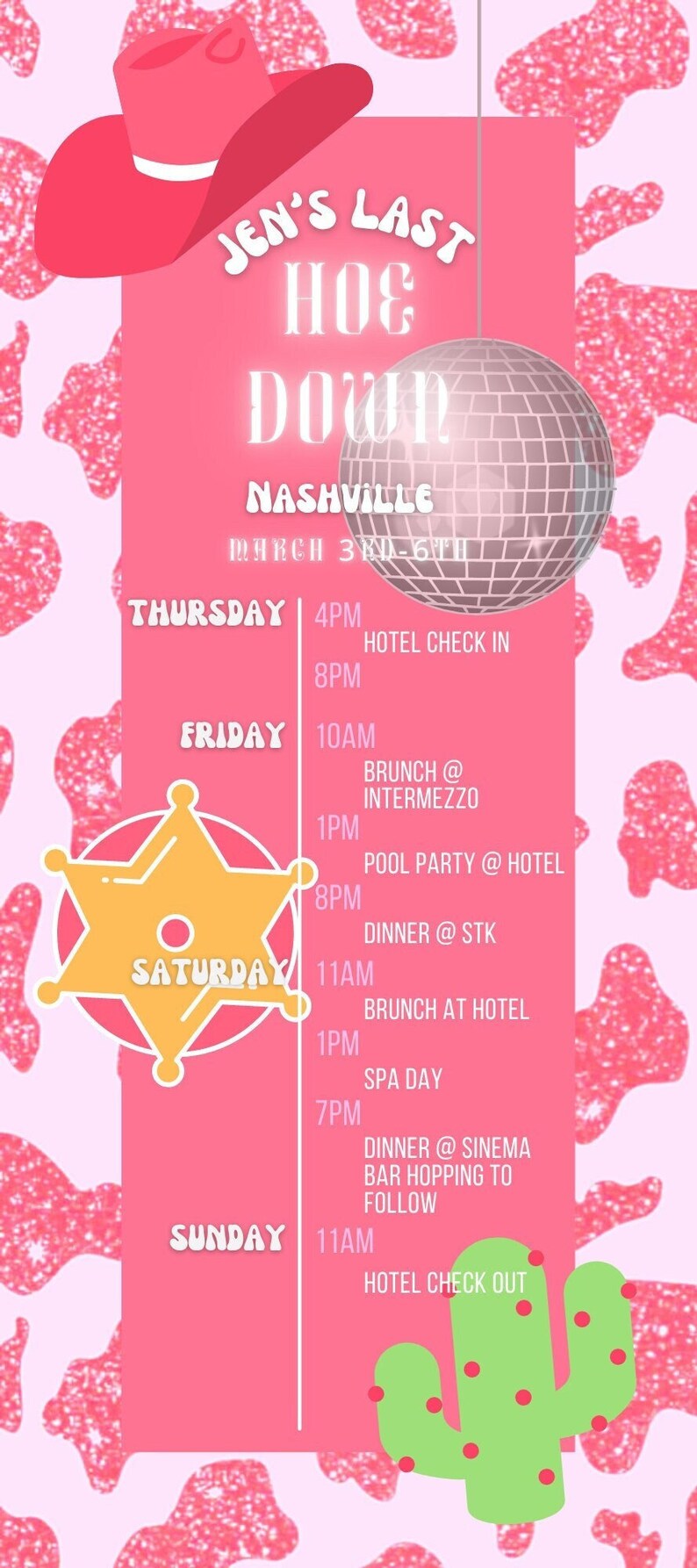 Last Hoe Down Bachelorette Party Itinerary Flyer Etsy Last Hoe Down Bachelorette Party Itinerary Flyer Etsy