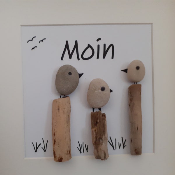 Steinbild "Moin" - Geschenk - Dekoration - Hauseingang - Flur