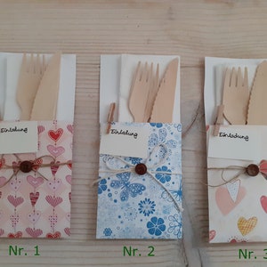 Deko-Bestecktasche als Einladung, Muttertagsgeschenk, Gutschein, Geschenkidee, Gutschein verpacken, Geldgeschenk kreativ