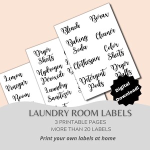 Laundry Room Organization Printable Labels, Printable Labels for Home, Laundry Room Digital Labels