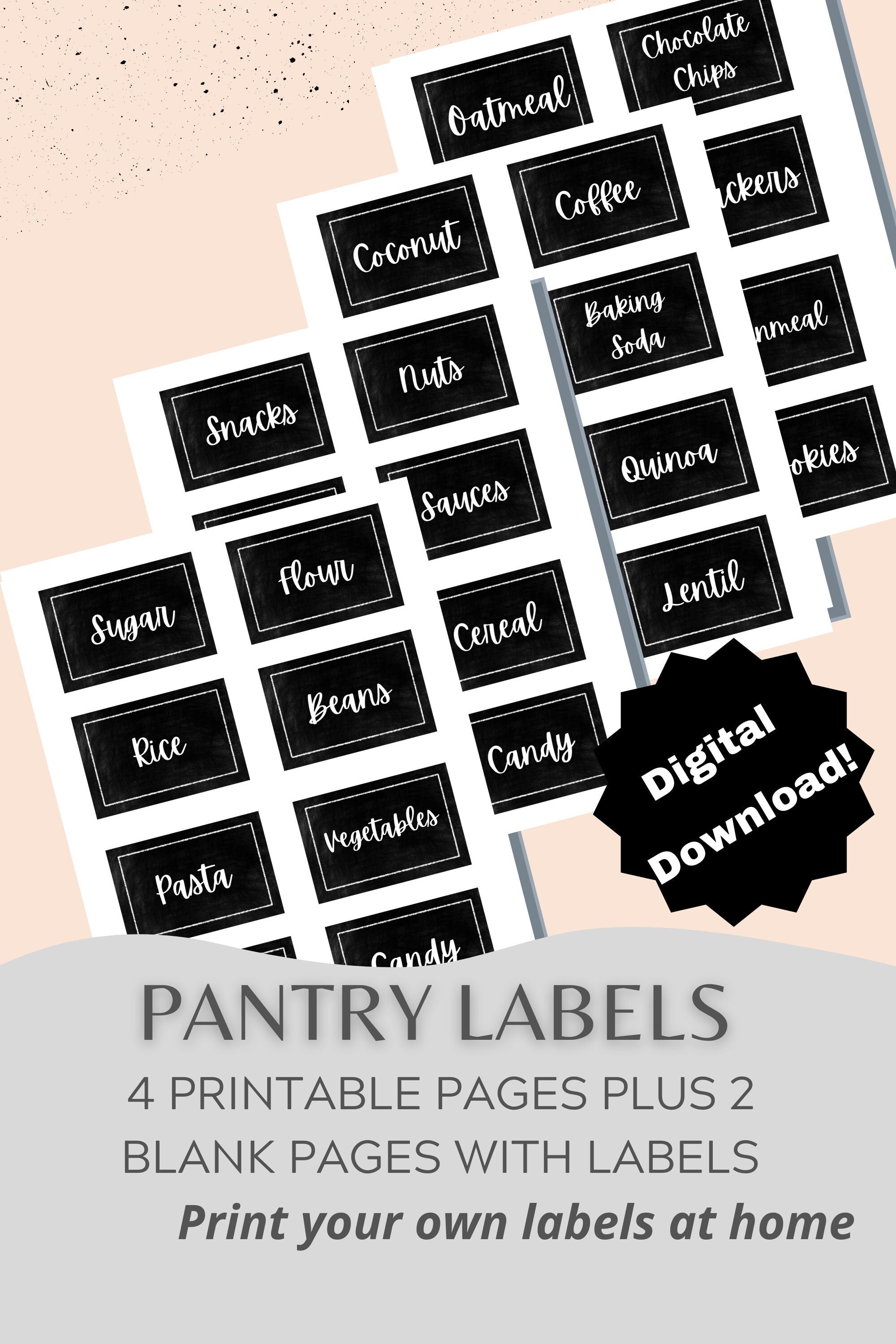 Pantry Chalk Labels Digital Download Printable Chalk Labels Etsy