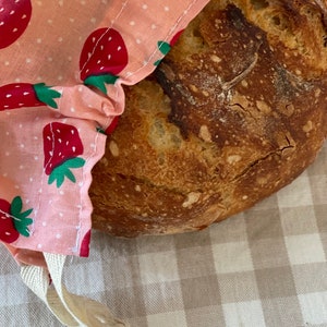 Beeswax bread storage bag, sourdough bread bag, beeswax reusable lined bag, foraging bag, produce bag, eco friendly bag, large size