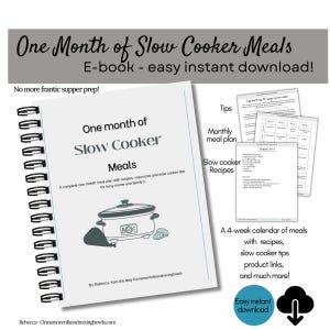 Slow Cooker Cookbook: Healthy Recipes, Meal Plan (Digital Download)