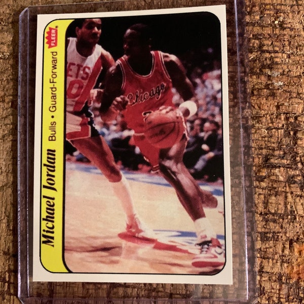 Michael Jordan 1986 fleer sticker rookie REPRINT basketball trading card w/ top load !