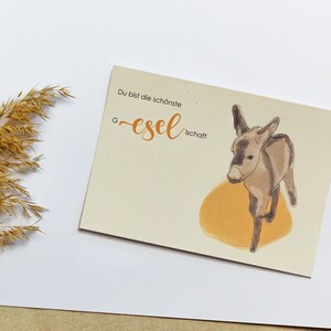Design-Postkarte Esel mit Spruch "Du bist die schönste GesEsellschaft"