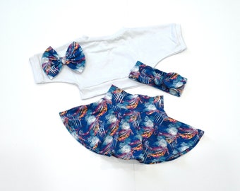 Baby Skirt Bummies, Toddler Skirt, White Crop Top, Hair Accessories, Take Home Outfit