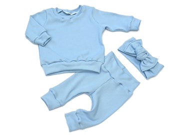 Thermal Baby Blue Sweater Outfit, Toddler Outfit, Baby Boy Outfit, Take Home Outfit, Baby Gift