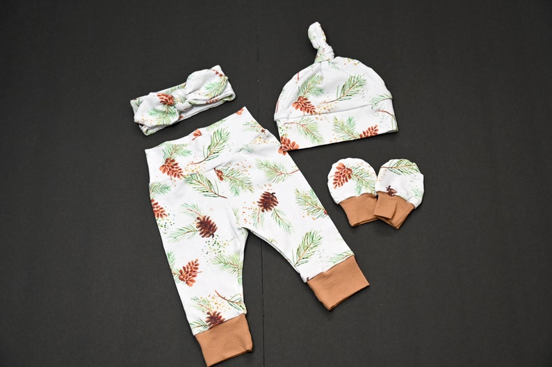 Pine Cone Baby Unisex Outfit, Christmas Outfit, Newborn Outfit, Christmas Gift, Hair Accessories, Baby Gift image 2