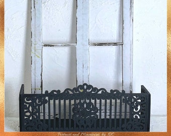 Dollhouse Miniature Balcony - Handmade 1/12 Scale Faux Wrought Iron Architectural Element