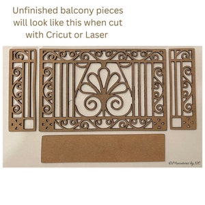 Ornamental Puppenhaus Balkon - SVG PDF PNG Dateien für Cricut, Silhouette Laser Glowforge