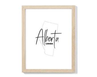 Kaartafdruk Alberta – Minimalistisch Canadees woondecor (digitale SVG)