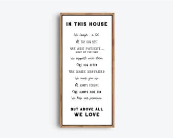 In This House We Love Sign, Graphic Print, Typographic Print, Home Decor, Wall Art, Farmhouse Wall Decor - Digital Print!