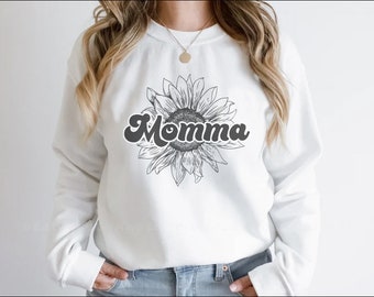 Momma Sunflower SVG – Floral Graphic, T-shirt Design (Digital Download)