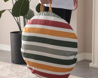 Rainbow Multi-Purpose Filled Pouf, Floor Cushion, Garden Cushion, Balcony Cushion, Round Cushion