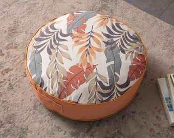 Sun Palm Multi-Purpose Filled Pouf, Floor Cushion, Garden Cushion, Balcony Cushion, Round Cushion, Carrying Handle