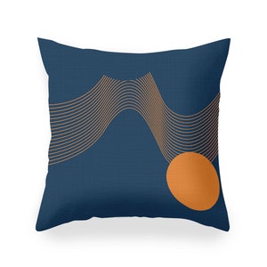 Navy Blue Sunset Double-Sided Throw Pillow Cover, Navy Blue Throw Pillow Case, Square pillow coverDecorative cushion coverQuad Pillow Case image 2