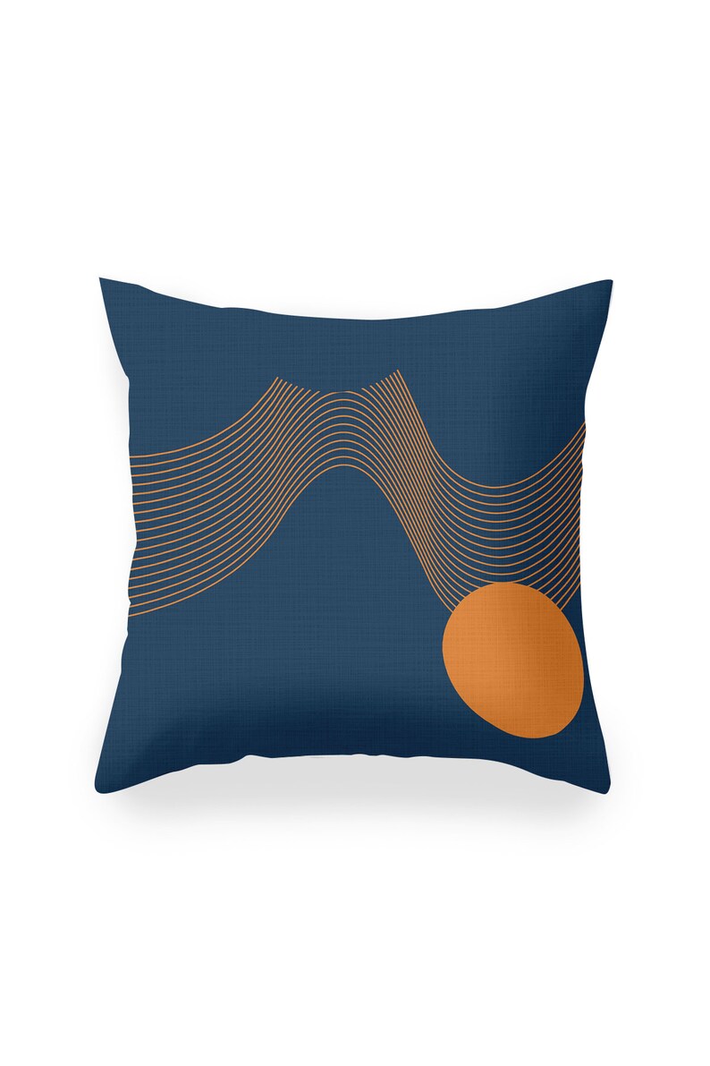 Navy Blue Sunset Double-Sided Throw Pillow Cover, Navy Blue Throw Pillow Case, Square pillow coverDecorative cushion coverQuad Pillow Case image 2