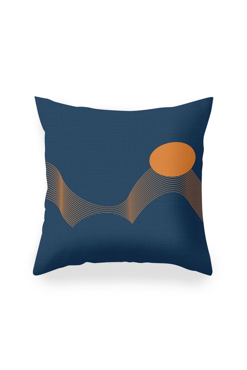 Navy Blue Sunset Double-Sided Throw Pillow Cover, Navy Blue Throw Pillow Case, Square pillow coverDecorative cushion coverQuad Pillow Case image 3