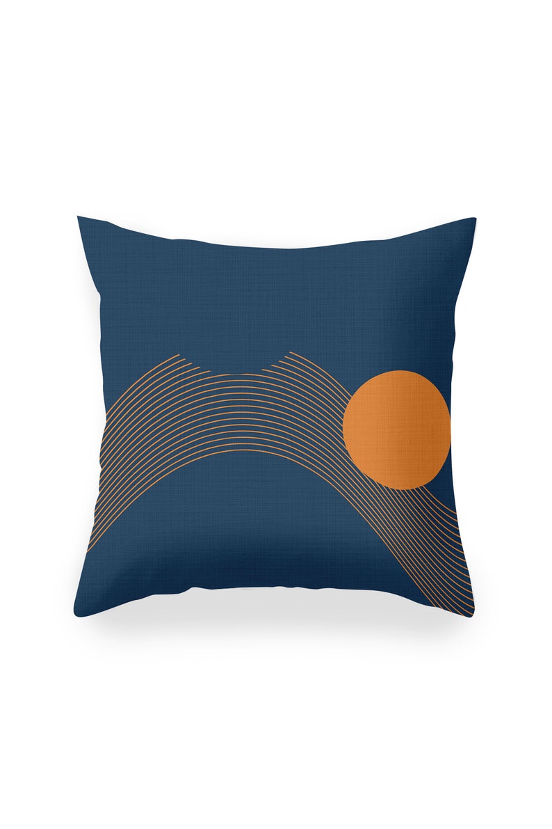 Navy Blue Sunset Double-Sided Throw Pillow Cover, Navy Blue Throw Pillow Case, Square pillow coverDecorative cushion coverQuad Pillow Case image 4