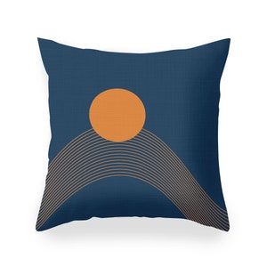 Navy Blue Sunset Double-Sided Throw Pillow Cover, Navy Blue Throw Pillow Case, Square pillow coverDecorative cushion coverQuad Pillow Case image 5
