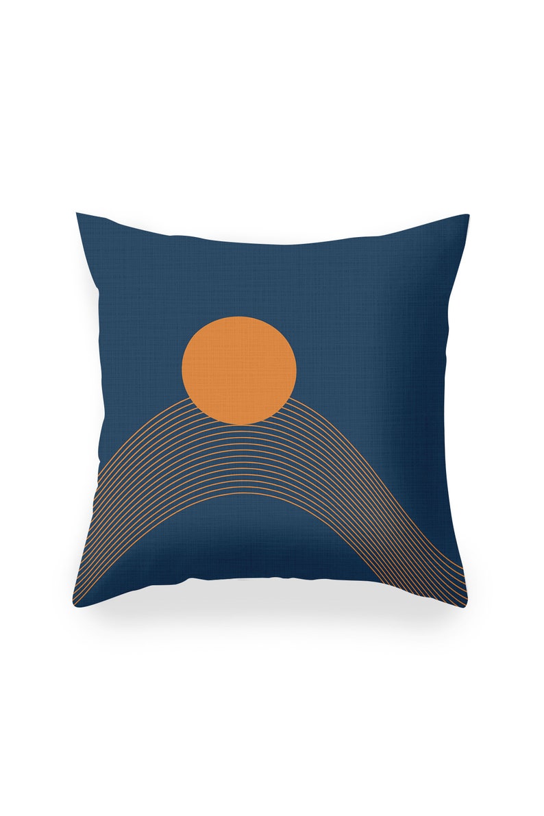 Navy Blue Sunset Double-Sided Throw Pillow Cover, Navy Blue Throw Pillow Case, Square pillow coverDecorative cushion coverQuad Pillow Case image 5
