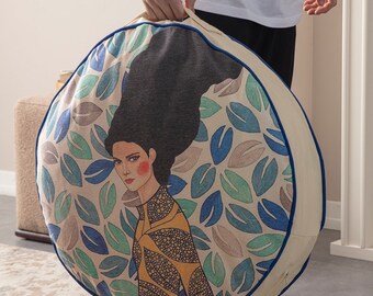 Calderon Multi-Purpose Filled Pouf, Floor Cushion, Garden Cushion, Balcony Cushion, Round Cushion