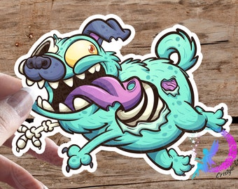 Crazy Zombie Dog - Sticker- High Quality with Water resistant Laminate!