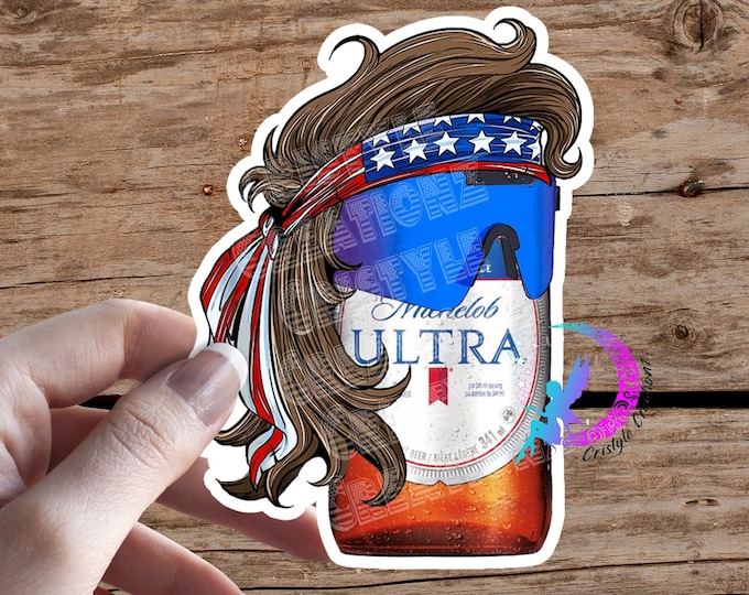 Mullet Beer Bottle Sticker - Mich Ultra Fan Art - High Quality Waterproof Weatherproof Vinyl Sticker! Available in Multiple Sizes!