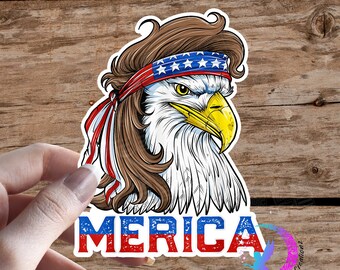 Eagle Mullet Sticker: Patriotic Fan Art, Water Resistant/Sticker