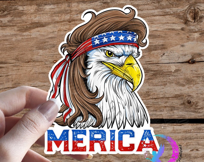 Mercia Eagle with Mullet,  Patriotic Fan Art Sticker - High Quality & Water resistant! Available in Multiple Sizes!