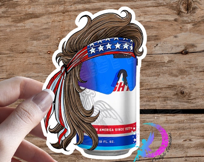 Mullet Beer Can Sticker - Natural Light - High Quality Waterproof Weatherproof Vinyl Sticker! Available in Multiple Sizes!