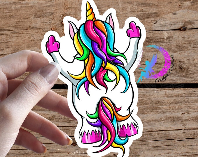 Unicorn with Middle Fingers in the Air - Sticker - High Quality Waterproof Weatherproof Vinyl Sticker