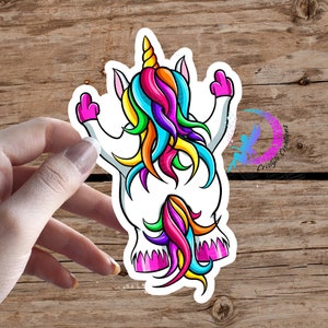 Unicorn with Middle Fingers in the Air - Sticker - High Quality Waterproof Weatherproof Vinyl Sticker